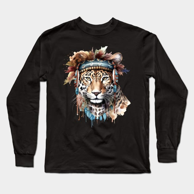 Watercolor Boho Leopard #1 Long Sleeve T-Shirt by Chromatic Fusion Studio